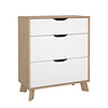 ebuy24 Ikast kommode 3 lades eiken decor, wit.
