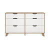 ebuy24 Ikast kommode 6 lades eiken decor, wit.