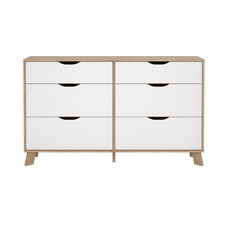 ebuy24 Ikast kommode 6 lades eiken decor, wit.