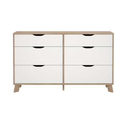 ebuy24 Ikast kommode 6 lades eiken decor, wit.