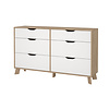 ebuy24 Ikast kommode 6 lades eiken decor, wit.