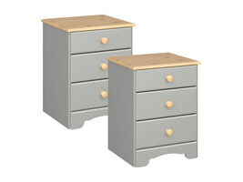 ebuy24 Nilon nachtkastje 2 stuks 3 laden grijs, gouden.