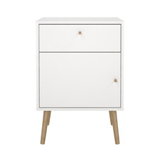 ebuy24 Bodo nachtkastje 1 deur, 1 lade wit.