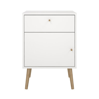 ebuy24 Bodo nachtkastje 1 deur, 1 lade wit.