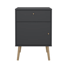 ebuy24 Bodo nachtkastje 1 deur, 1 lade matgrijs.