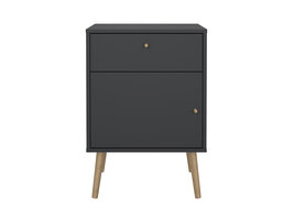 ebuy24 Bodo nachtkastje 1 deur, 1 lade matgrijs.