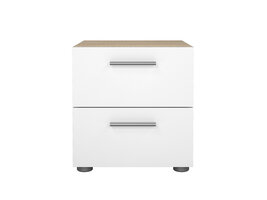 ebuy24 Pepe nachtkastje 2 lades eikenstructuur decor, wit hoogglans.