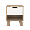 ebuy24 Ikast nachtkastje 1 lade, 1 plank eiken decor, wit.