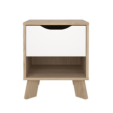 ebuy24 Ikast nachtkastje 1 lade, 1 plank eiken decor, wit.