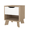 ebuy24 Ikast nachtkastje 1 lade, 1 plank eiken decor, wit.