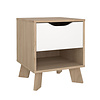 ebuy24 Ikast nachtkastje 1 lade, 1 plank eiken decor, wit.