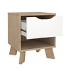 ebuy24 Ikast nachtkastje 1 lade, 1 plank eiken decor, wit.