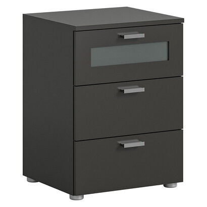 ebuy24 Xeno nachtkastje 3 laden grijs.