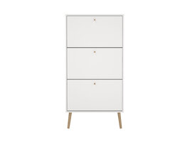 ebuy24 Bodo schoenenkast 3 klapdeuren wit.