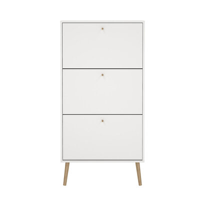 ebuy24 Bodo schoenenkast 3 klapdeuren wit.