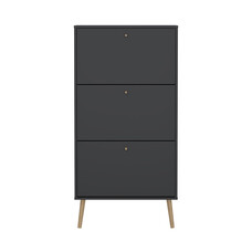 ebuy24 Bodo schoenenkast 3 klapdeuren matgrijs.