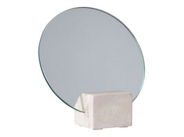 ebuy24 Bordspejl spiegel Voor tafel Ø18cm beige travertin.