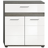 ebuy24 Blake badkamerkast 1 lade 2 deuren wit hoogglans, grijs.