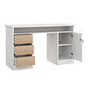 ebuy24 FunctionPlus bureau 1 plank, 1 deur, 3 lades wit, eiken decor.