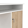 ebuy24 FunctionPlus bureau 1 plank, 1 deur, 3 lades wit, eiken decor.
