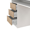ebuy24 FunctionPlus bureau 1 plank, 1 deur, 3 lades wit, eiken decor.