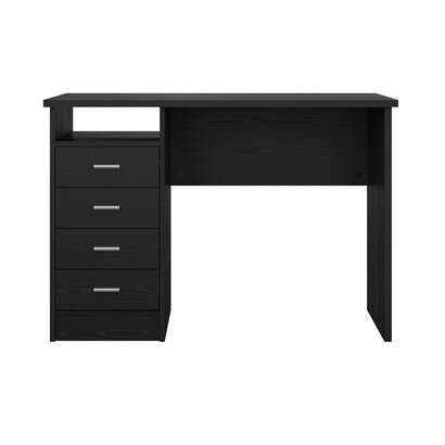 ebuy24 FunctionPlus bureau 4 lades, 1 plank zwarte essenhout decor.