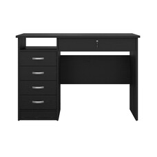 ebuy24 FunctionPlus bureau 5 lades, 1 plank zwarte essenhout decor.