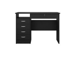 ebuy24 FunctionPlus bureau 5 lades, 1 plank zwarte essenhout decor.