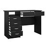 ebuy24 FunctionPlus bureau 5 lades, 1 plank zwarte essenhout decor.
