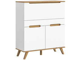 ebuy24 Scandi bureau secretaresse 1 lade 2 deuren 1 klepdeur wit.