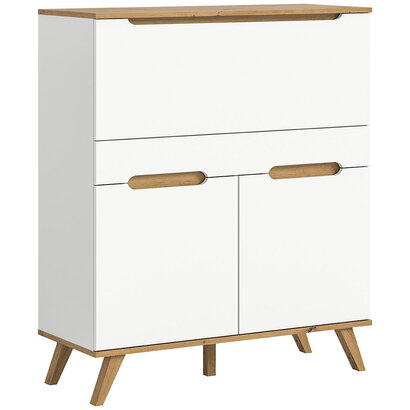 ebuy24 Scandi bureau secretaresse 1 lade 2 deuren 1 klepdeur wit.