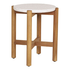 ebuy24 Terracina Zijtafel Ø37cm natuur, wit.