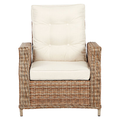 ebuy24 Gram tuinstoel polyrattan met kussen natuur.