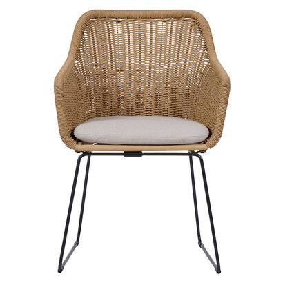 ebuy24 Sif tuinstoel polyrattan met kussen zwart, natuur.