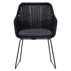 ebuy24 Sif tuinstoel polyrattan met kussen zwart, grijs.