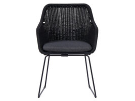 ebuy24 Sif tuinstoel polyrattan met kussen zwart, grijs.