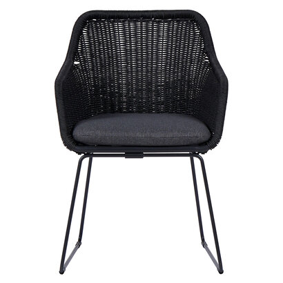 ebuy24 Sif tuinstoel polyrattan met kussen zwart, grijs.