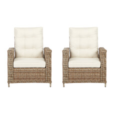 ebuy24 Gram 2 x tuinstoel polyrattan met kussen natuur.