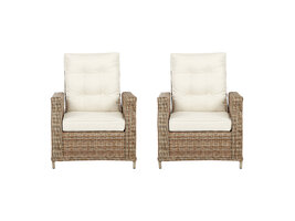 ebuy24 Gram 2 x tuinstoel polyrattan met kussen natuur.