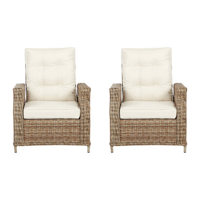 ebuy24 Gram 2 x tuinstoel polyrattan met kussen natuur.