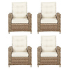 ebuy24 Gram 4 x tuinstoel polyrattan met kussen natuur.