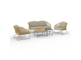 ebuy24 Novella Loungeset inclusief kussens beige, zandkleurig.