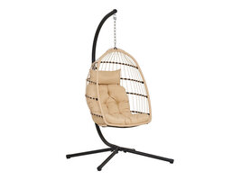 ebuy24 Patras Hangstoel opvouwbaar zitting, incl. kussens natuur, zwart.