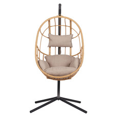 ebuy24 Jerry hangstoel met kussen zwart, natuur.