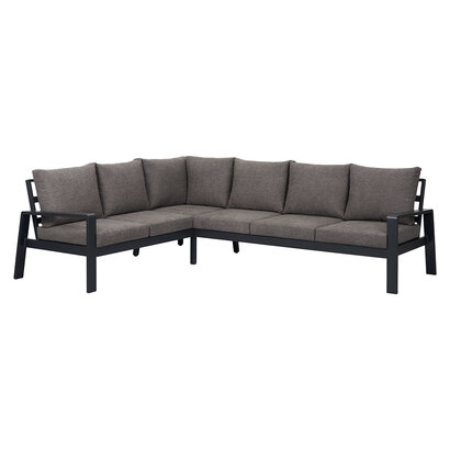 ebuy24 Lis tu bank hoekbank met kussens zwart, grijs.