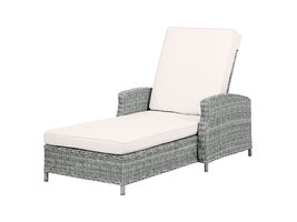 ebuy24 Vinga ligbed polyrattan met kussen natuur, zandkleurig.