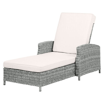 ebuy24 Vinga ligbed polyrattan met kussen natuur, zandkleurig.