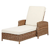 ebuy24 Gotland ligbed polyrattan met kussen natuur, offwhite.