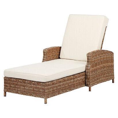 ebuy24 Gotland ligbed polyrattan met kussen natuur, offwhite.