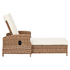 ebuy24 Gotland ligbed polyrattan met kussen natuur, offwhite.